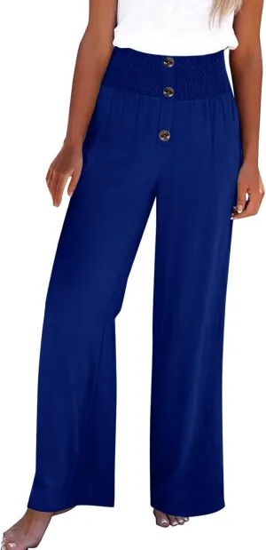 Womens Cotton Linen Pants Wide Leg High Waisted Casual Pants Dress Pants for Business Casual Ladies Elegant Pants
