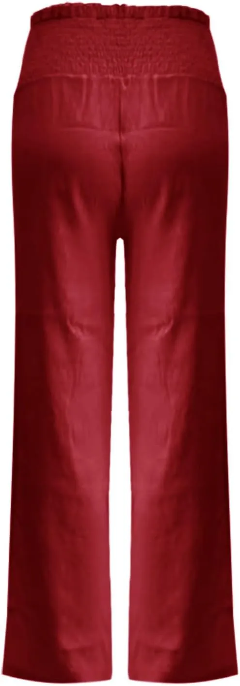 Womens Cotton Linen Pants Wide Leg High Waisted Casual Pants Dress Pants for Business Casual Ladies Elegant Pants