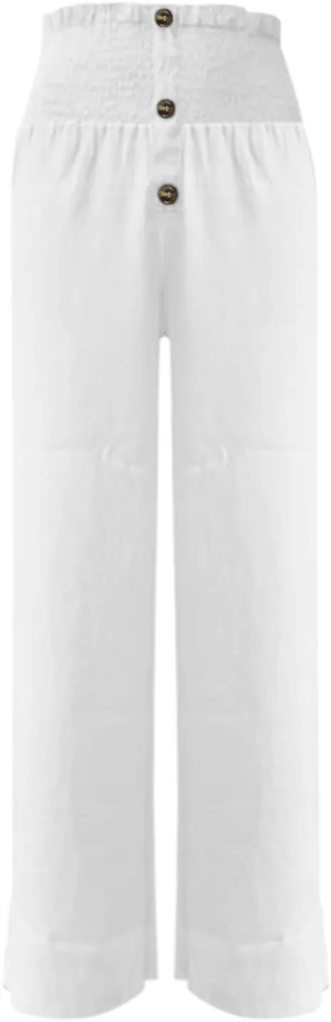 Womens Cotton Linen Pants Wide Leg High Waisted Casual Pants Dress Pants for Business Casual Ladies Elegant Pants