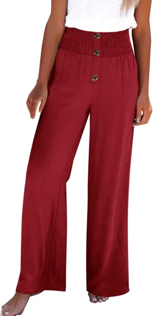 Womens Cotton Linen Pants Wide Leg High Waisted Casual Pants Dress Pants for Business Casual Ladies Elegant Pants