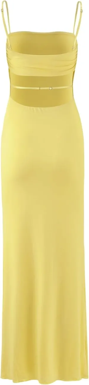 Women's Cutout Backless Maxi Dress Sexy Sleeveless Tight Slip Spaghetti Strap Long Dresses
