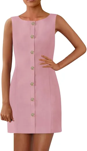 Women's Dresses Work Dresses Summer Business Formal Sleeveless Vest Elegant Office Outfits Crew Neck Suit Dress