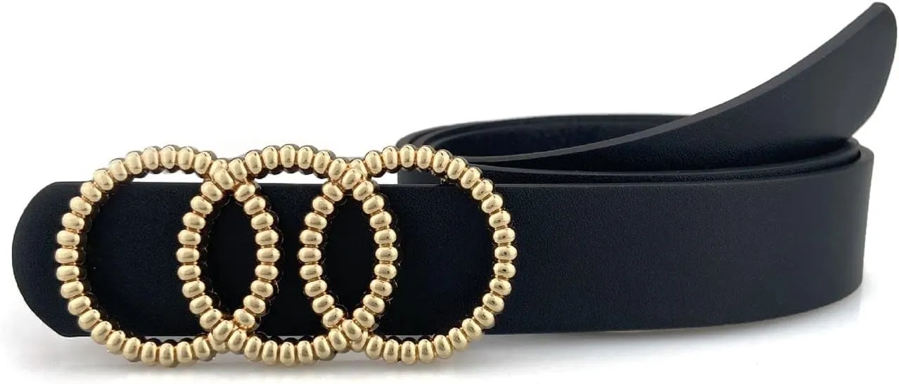 Women's Faux Leather Belt Holeless Belt For Dress Metal Buckle Winter Cocktail Slimming