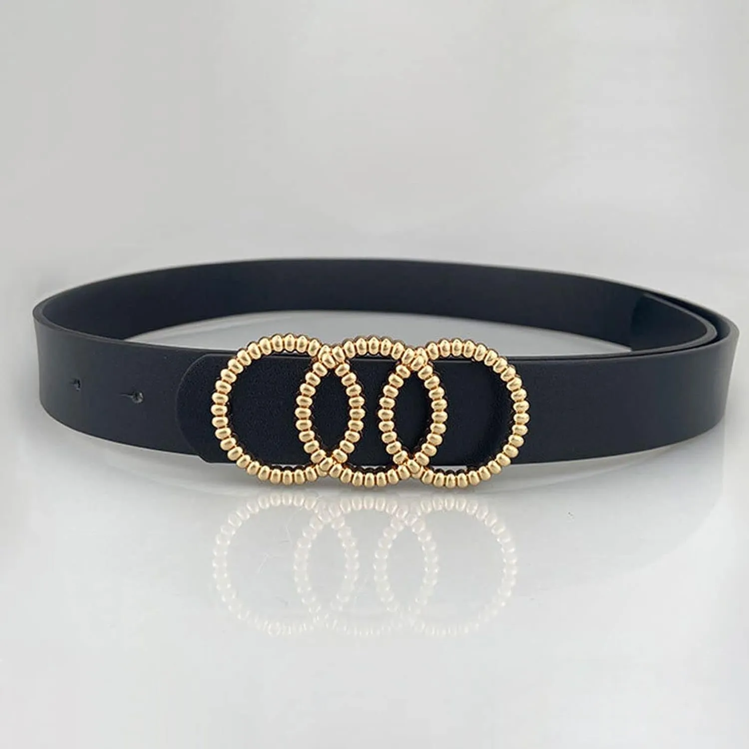 Women's Faux Leather Belt Holeless Belt For Dress Metal Buckle Winter Cocktail Slimming