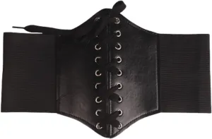 Women's Faux Leather Corset Belt Vintage Stretch Cinch Belt Wide Steampunk Waist Corset Pirate Belt
