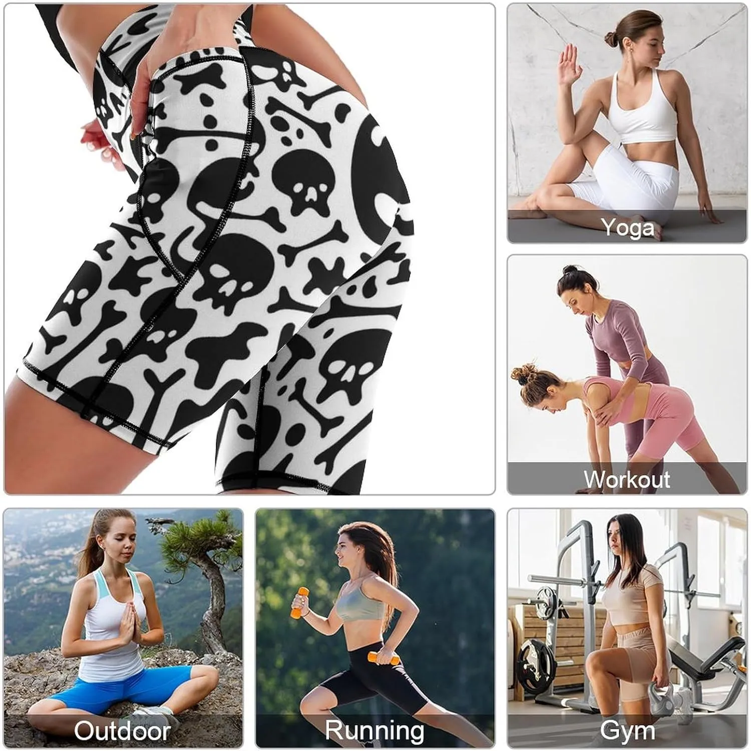 Women's High Waist Fashion Workout Yoga Shorts Tummy Control Athletic Shorts