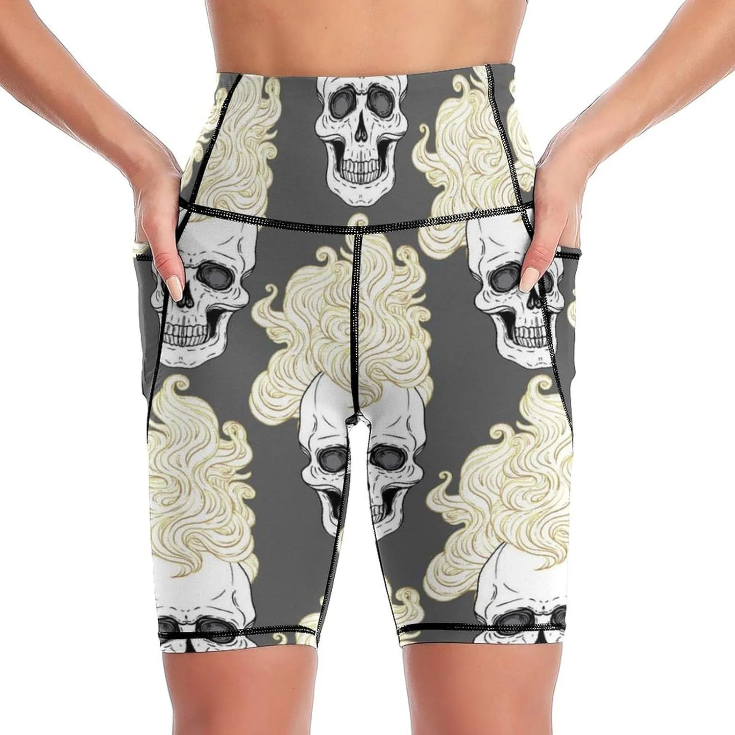 Women's High Waist Fashion Workout Yoga Shorts Tummy Control Athletic Shorts