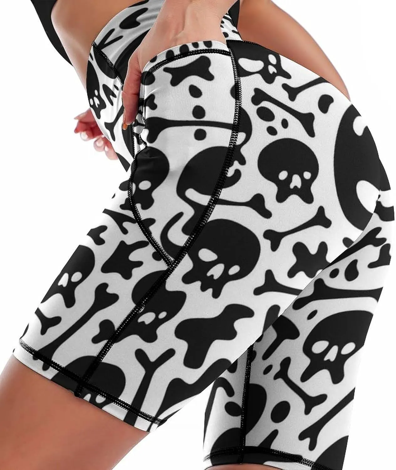 Women's High Waist Fashion Workout Yoga Shorts Tummy Control Athletic Shorts