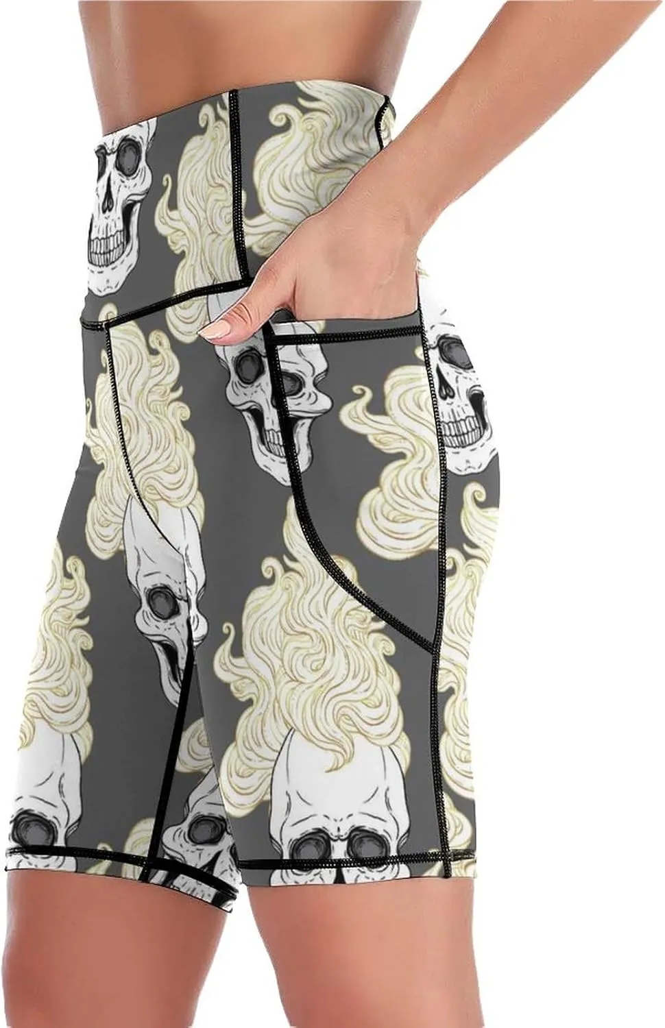 Women's High Waist Fashion Workout Yoga Shorts Tummy Control Athletic Shorts
