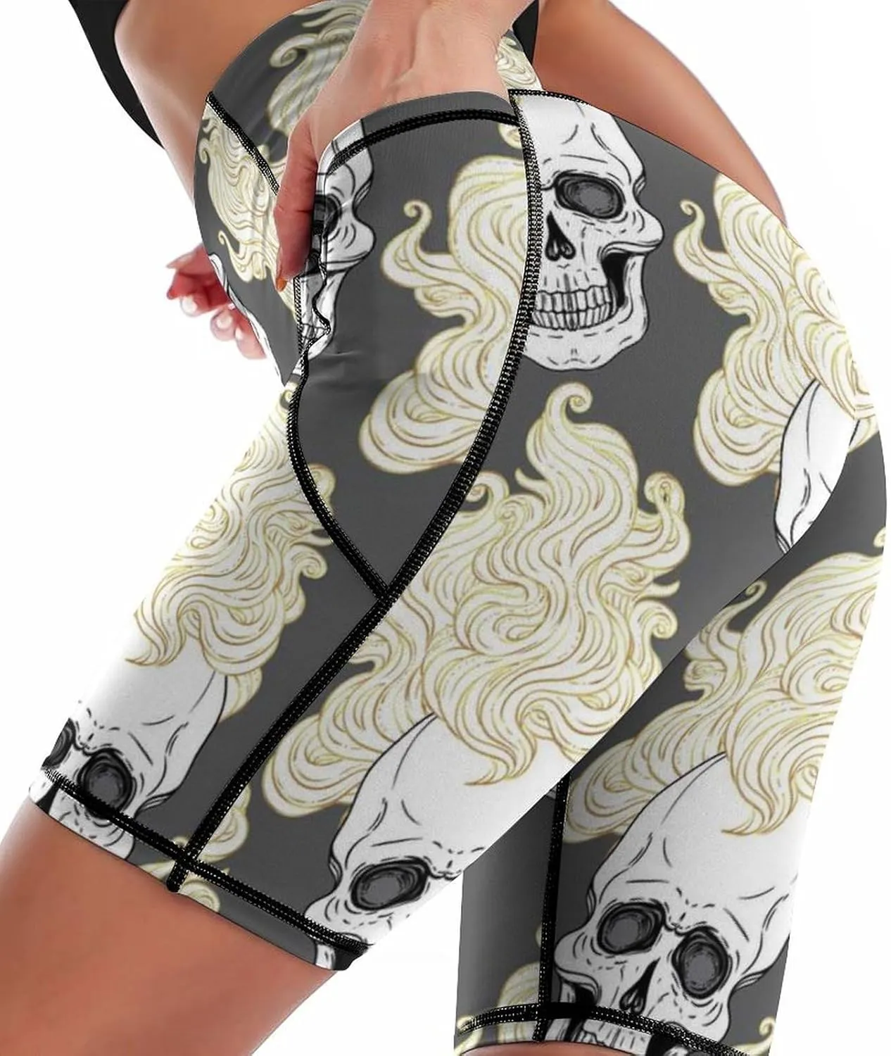 Women's High Waist Fashion Workout Yoga Shorts Tummy Control Athletic Shorts