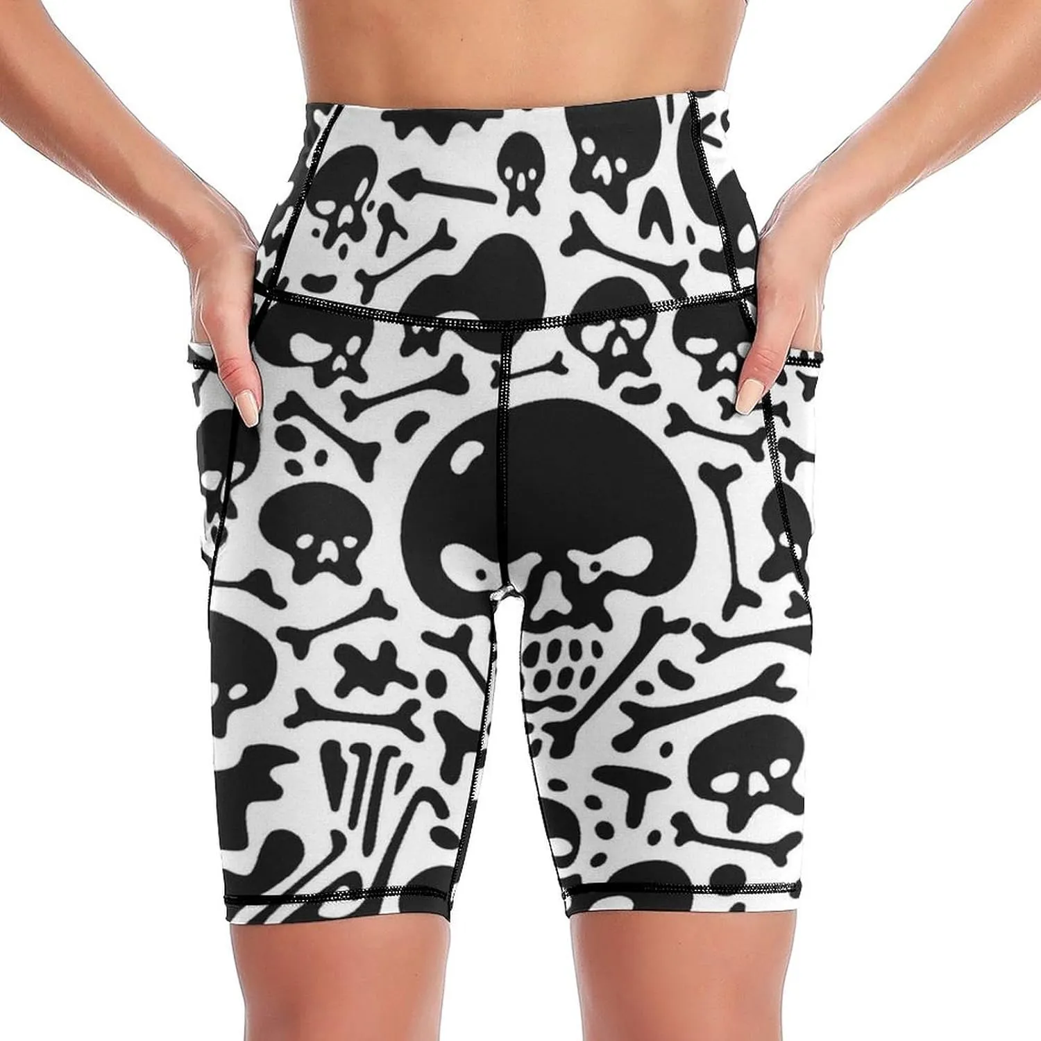 Women's High Waist Fashion Workout Yoga Shorts Tummy Control Athletic Shorts