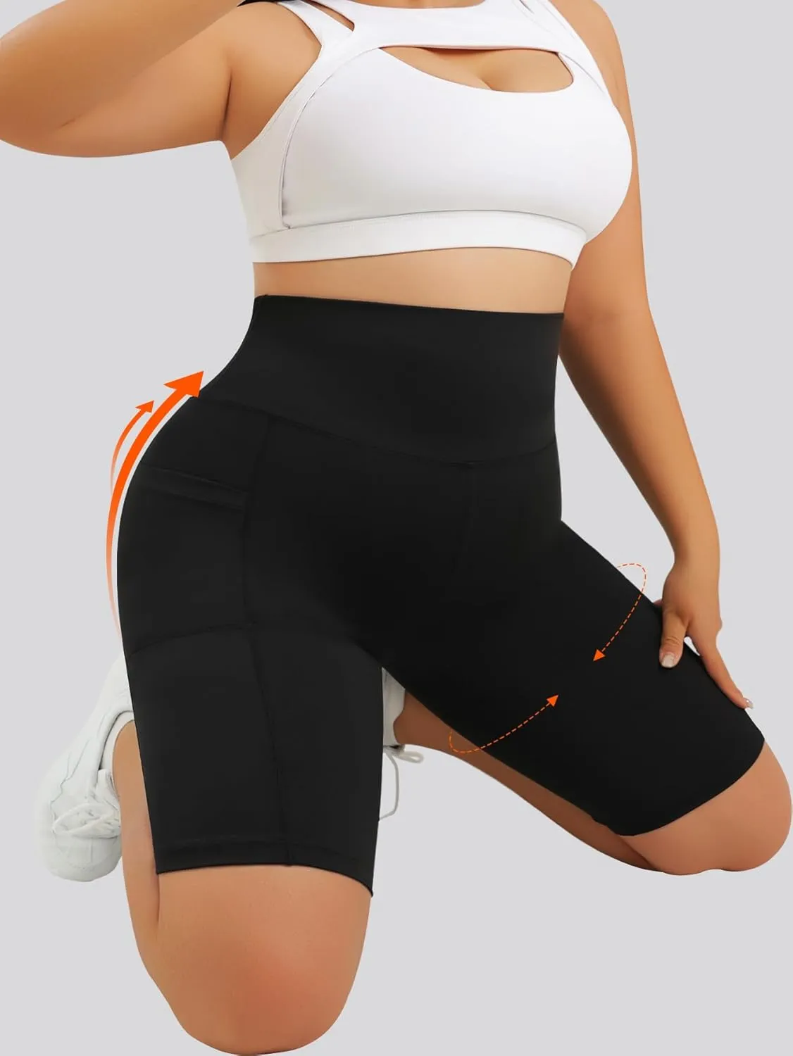 Women's High-Waist Yoga Shorts with Pockets, Tummy Control Fitness Leggings Shorts, Spring & Summer Collection.