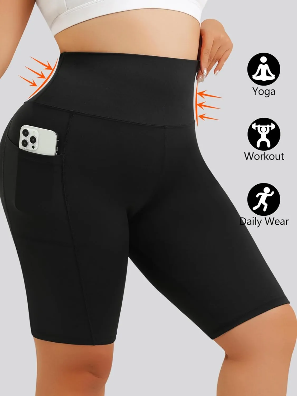 Women's High-Waist Yoga Shorts with Pockets, Tummy Control Fitness Leggings Shorts, Spring & Summer Collection.