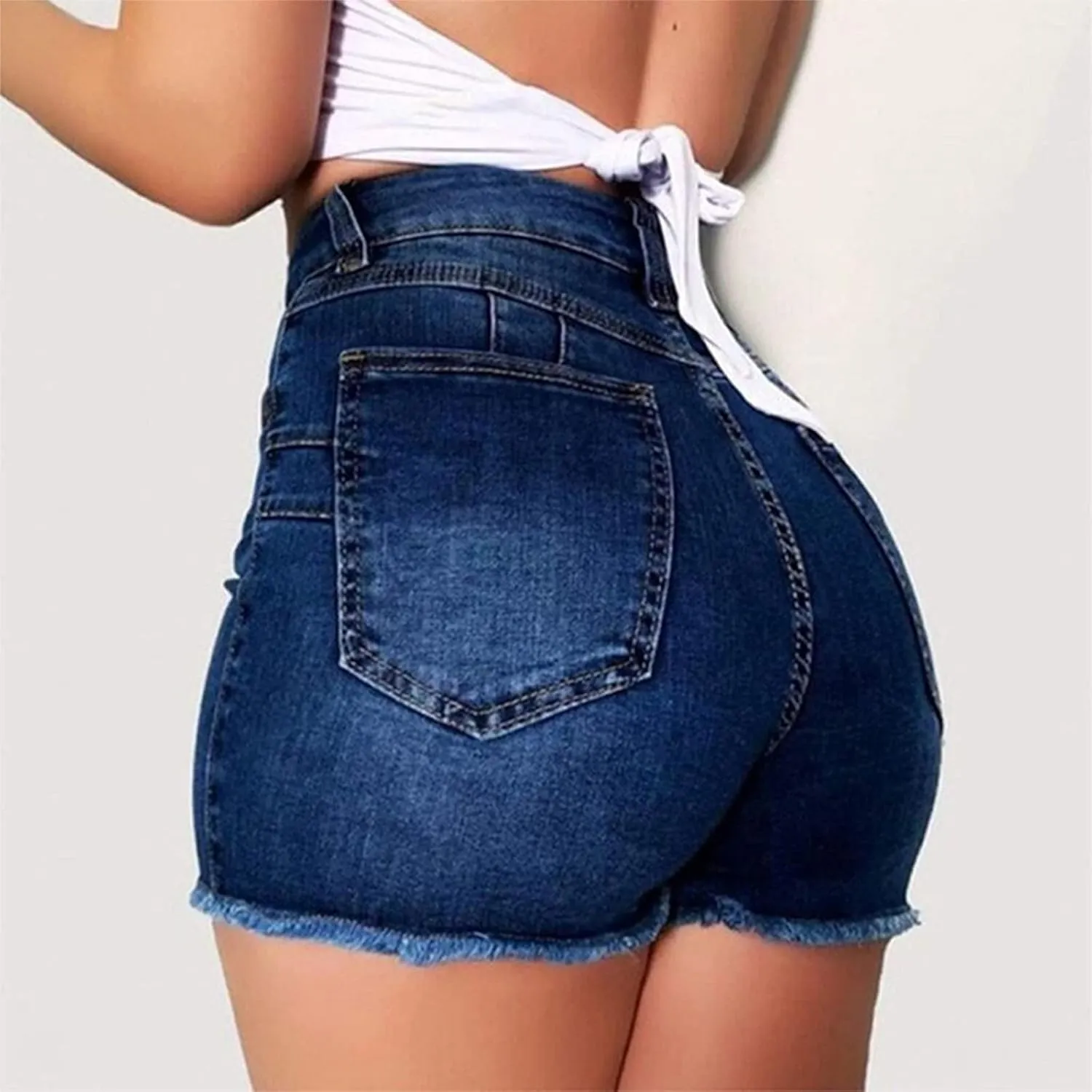 Womens Jean Shorts High Waisted Stretchy Denim Shorts Sexy Summer Hot Pants with Pockets Tummy Control Jean Shorts
