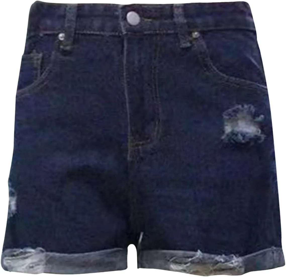 Womens Jean Shorts Stretchy High Waisted Ripped Denim Shorts with Pockets Trendy Distressed Cut Off Pants