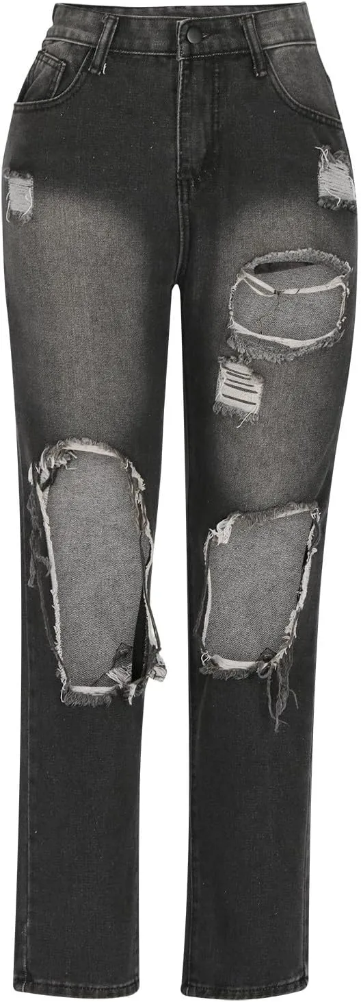 Womens Jeans High Waisted Tummy Control Skinny Denim Jeans Trendy Casual Ripped Stretchy Denim Pants