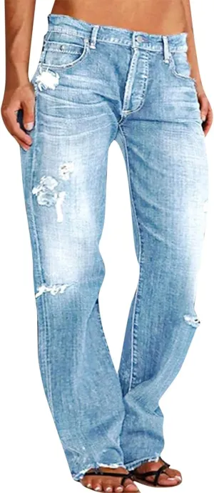 Womens Jeans Lace Poket Waisted Pants Trousers Up Womens Casual Women's Jeans Trendy Jeans for Women 2024