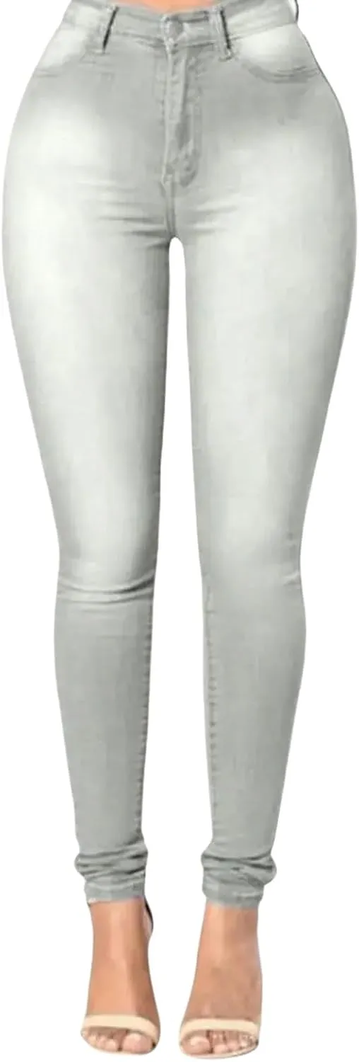 Women's Jeans Women's Mid-Rise Super Stretch Skinny Jeans Dark Blue Women's Skinny Straight Hip Lift Jeans