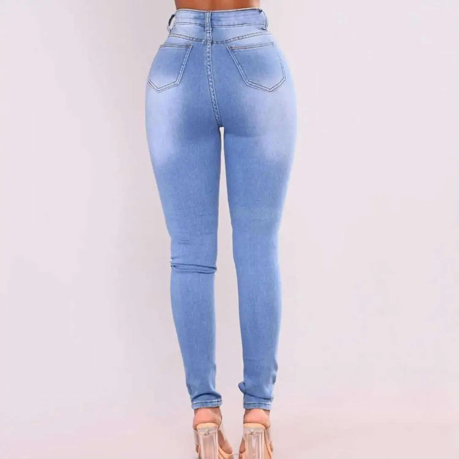 Women's Jeans Women's Mid-Rise Super Stretch Skinny Jeans Dark Blue Women's Skinny Straight Hip Lift Jeans