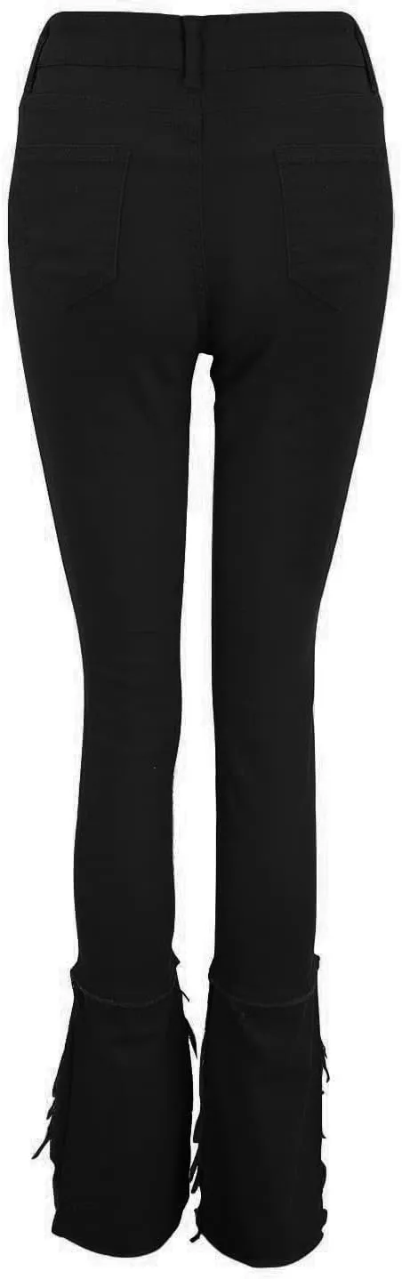 Womens Jeans Women's Waist Buttoned Ripped Tassel Jeans Solid Color Trousers Plus Size Womens Pants