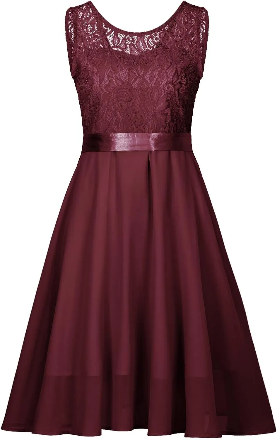 Womens Lace Patchwork Cocktail Dress Wedding Guest Prom Party Homecoming A-Line Swing Dress Fashion Sundress