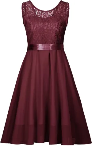 Womens Lace Patchwork Cocktail Dress Wedding Guest Prom Party Homecoming A-Line Swing Dress Fashion Sundress