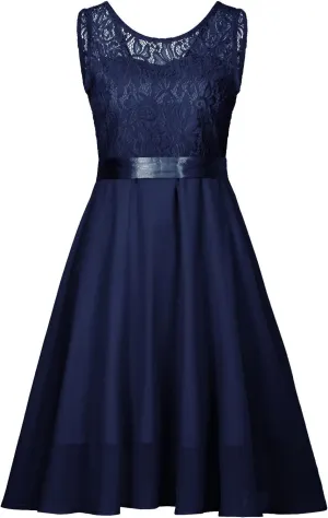 Womens Lace Patchwork Cocktail Dress Wedding Guest Prom Party Homecoming A-Line Swing Dress Fashion Sundress