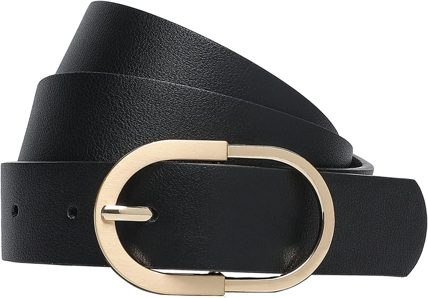 Womens Leather Waist Belts for Jeans Pants with Gold Buckle