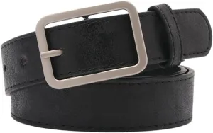 Women's Metal Adjustable Belts Faux Leather Groove Belt Buckle Holographic Summer Fashion Basic Belt