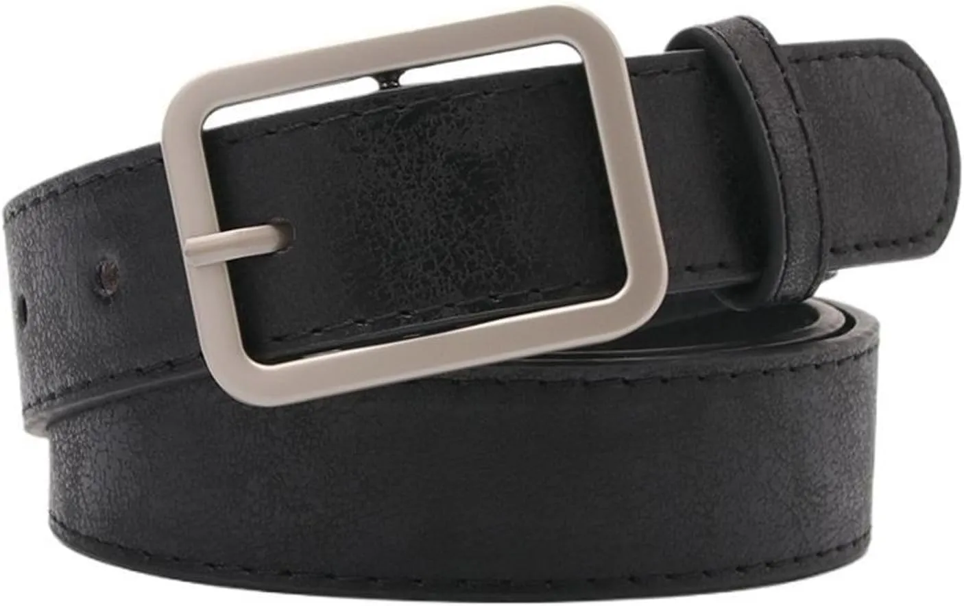 Women's Metal Adjustable Belts Faux Leather Groove Belt Buckle Holographic Summer Fashion Basic Belt