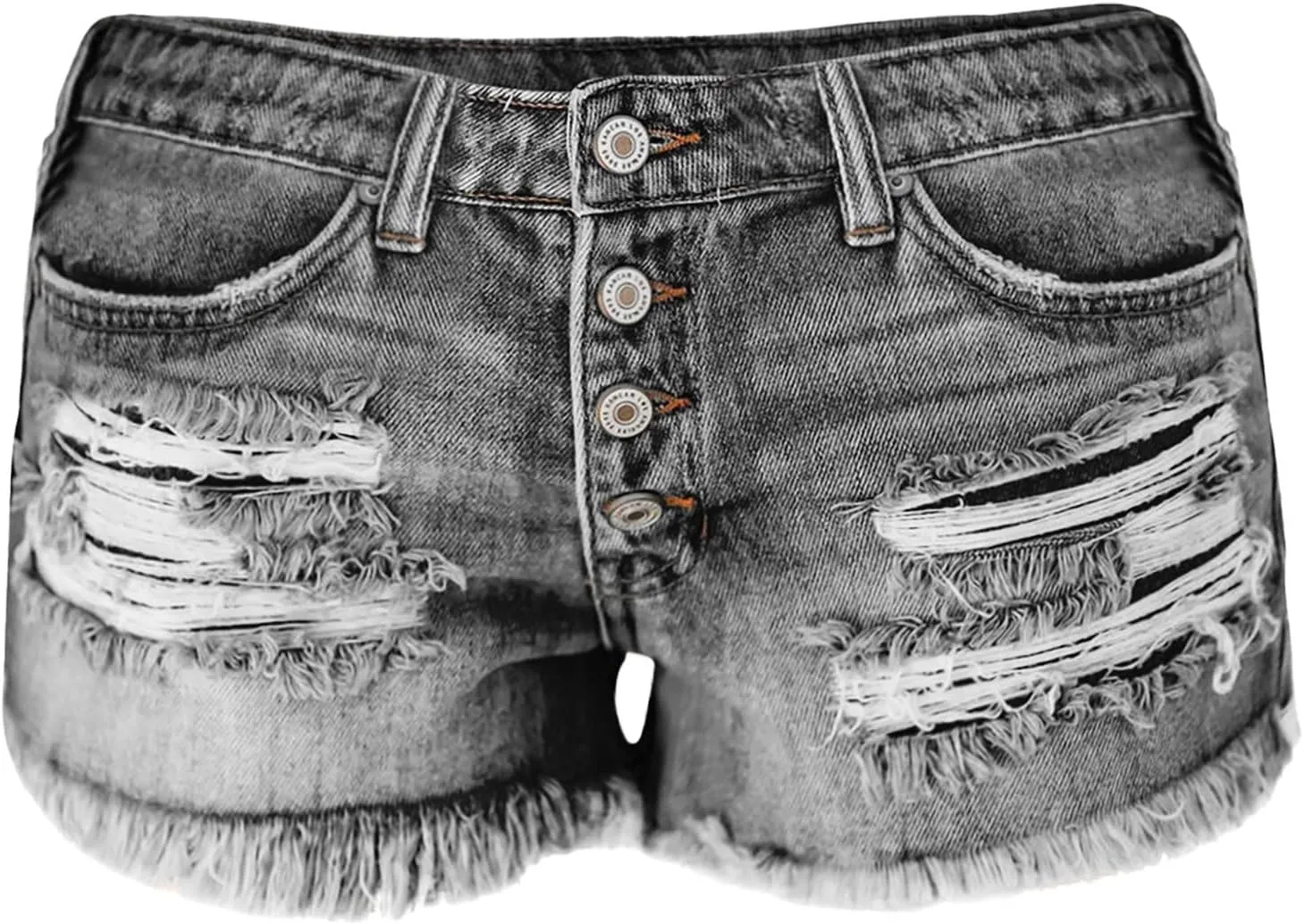 Women's Ripped Denim Shorts High Waisted Jean Shorts Women Frayed Raw Hem Casual Jeans Booty Button Shorts