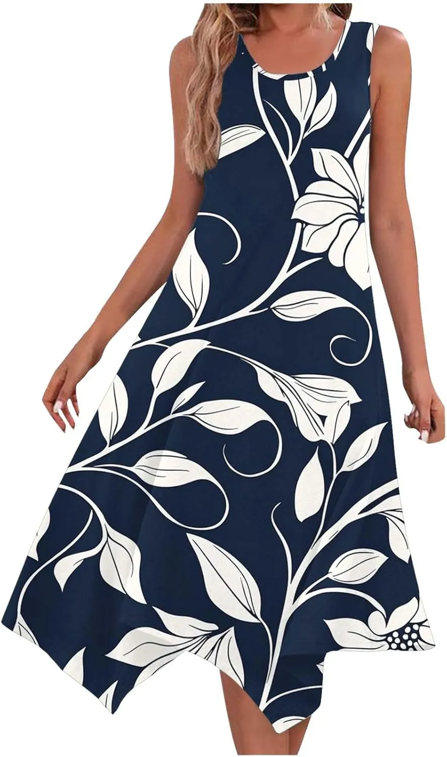 Womens Sexy Spaghetti Straps Summer Dresses A Line Floral Printed Casual Dress Beach Vocation Dresses