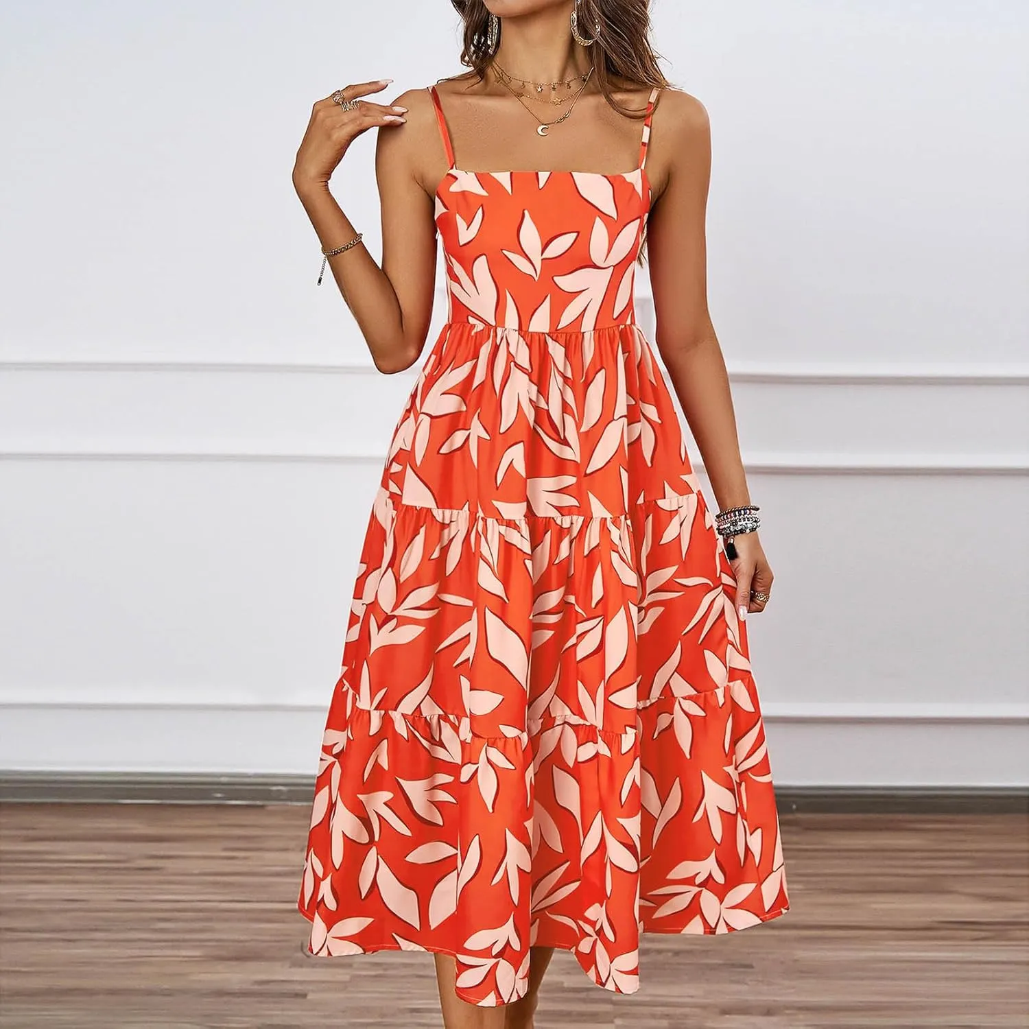 Womens Sexy Straps Summer Dresses 2025 Floral Graphic A Line Shirt Dress Loose Casual Sundress