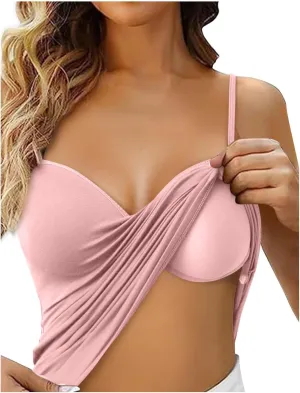 Womens Shelf Bra Tank Tops Racerback High Neck Longline Sports Bras Padded Workout Crop Tank Tops with Built in Pads