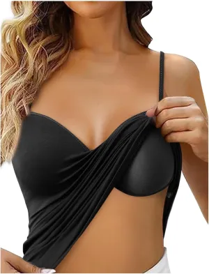 Womens Shelf Bra Tank Tops Racerback High Neck Longline Sports Bras Padded Workout Crop Tank Tops with Built in Pads