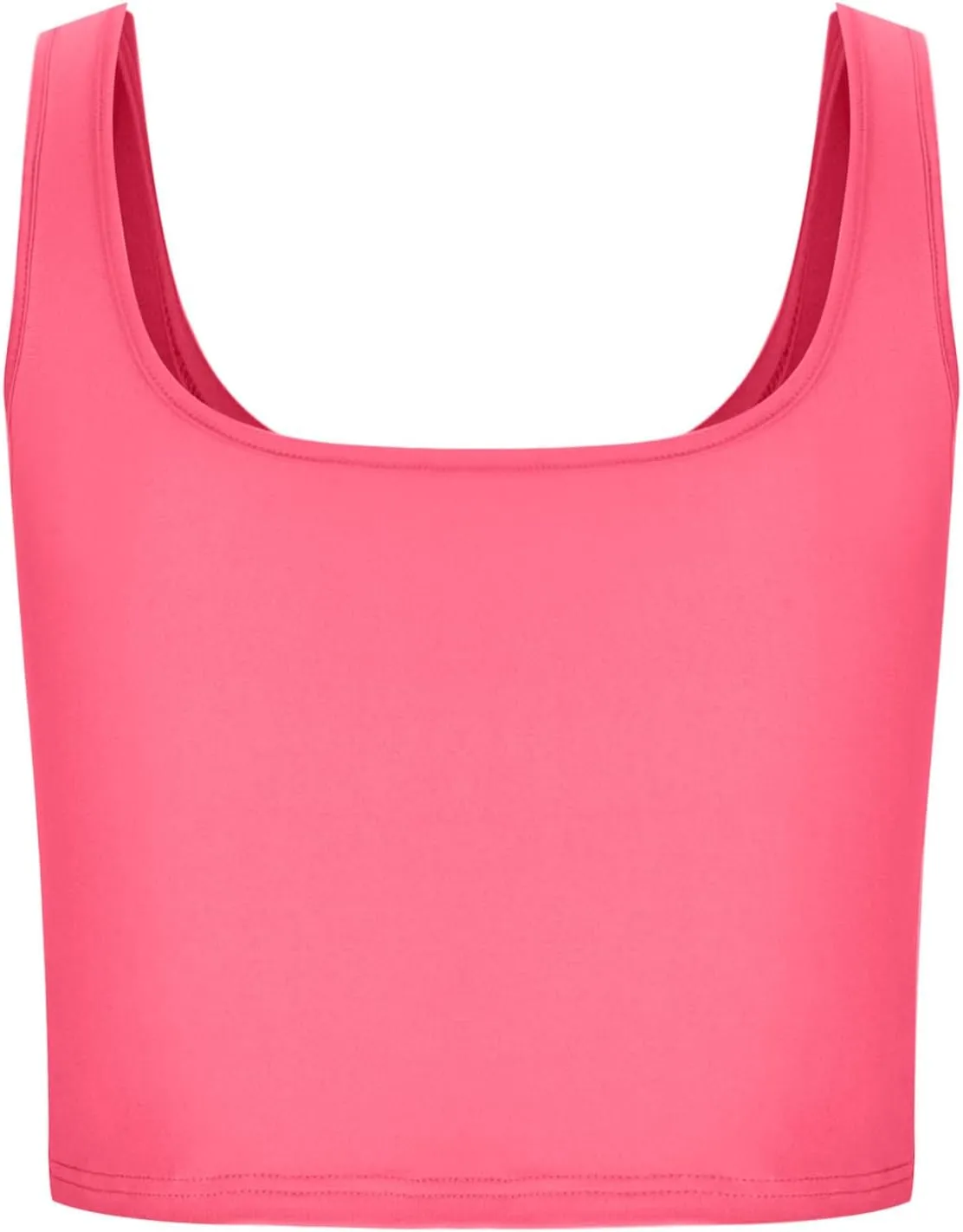 Women's Sleeveless Square Neck Sports Tank, Summer Elastic Slim Fit Athletic Workout Crop Cami Comfy Breathable Tops