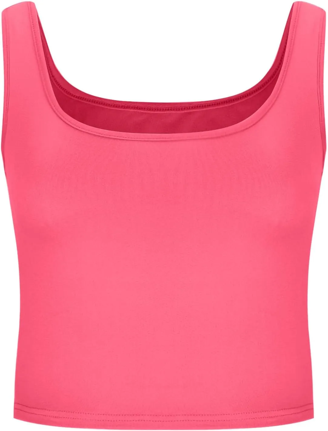 Women's Sleeveless Square Neck Sports Tank, Summer Elastic Slim Fit Athletic Workout Crop Cami Comfy Breathable Tops