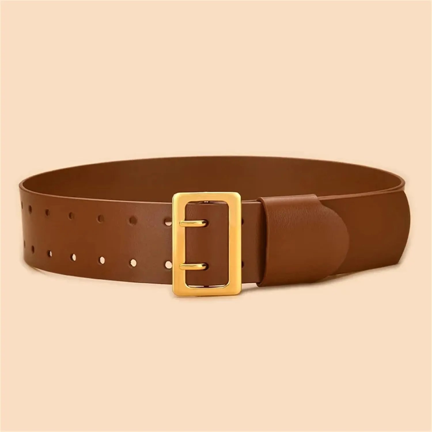 Women's Slim Genuine Leather Belt Casual Alloy Buckle Ins Wide Belt For Coat And Skirt