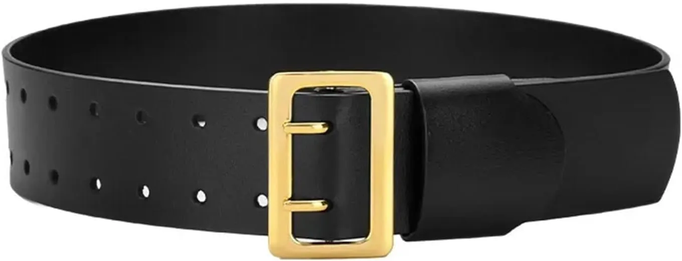 Women's Slim Genuine Leather Belt Casual Alloy Buckle Ins Wide Belt For Coat And Skirt