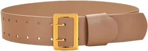Women's Slim Genuine Leather Belt Casual Alloy Buckle Ins Wide Belt For Coat And Skirt