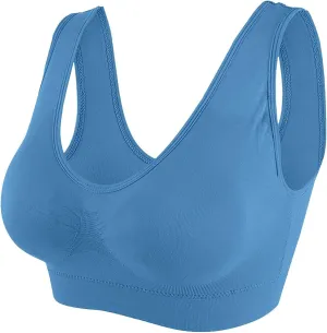Womens' Sports Bra Longline Wirefree Padded with Medium Support, Sports Bras for Women, Workout Crop Tank Tops Padded
