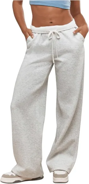 Women's Straight Leg Sweatpants Drawstring Low Waist Baggy Pants Long Sports Workout Joggers Pants