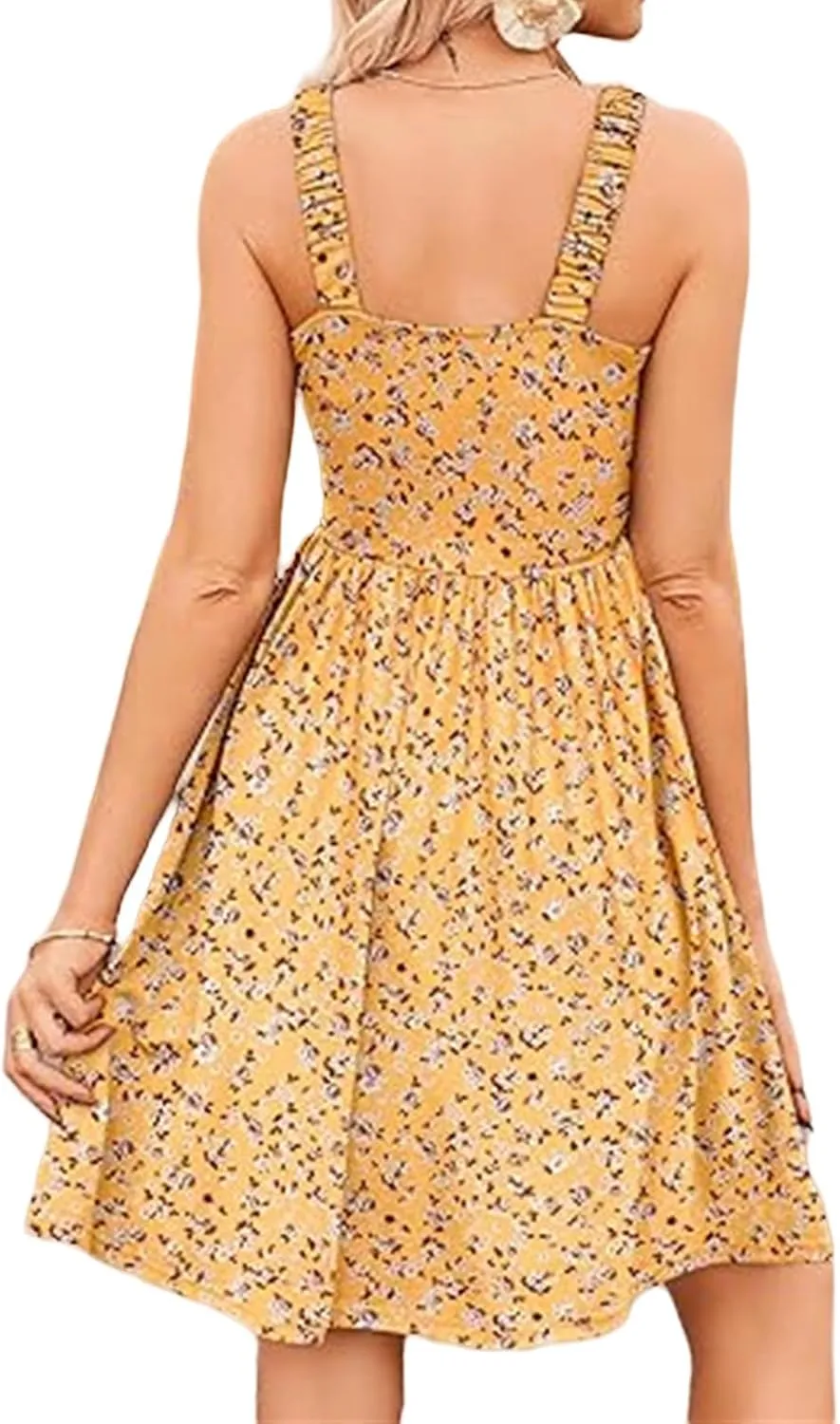 Womens Summer Casual Short Dresses Ruffle Swing A Line Short Sundresses Beach Vacation Dress