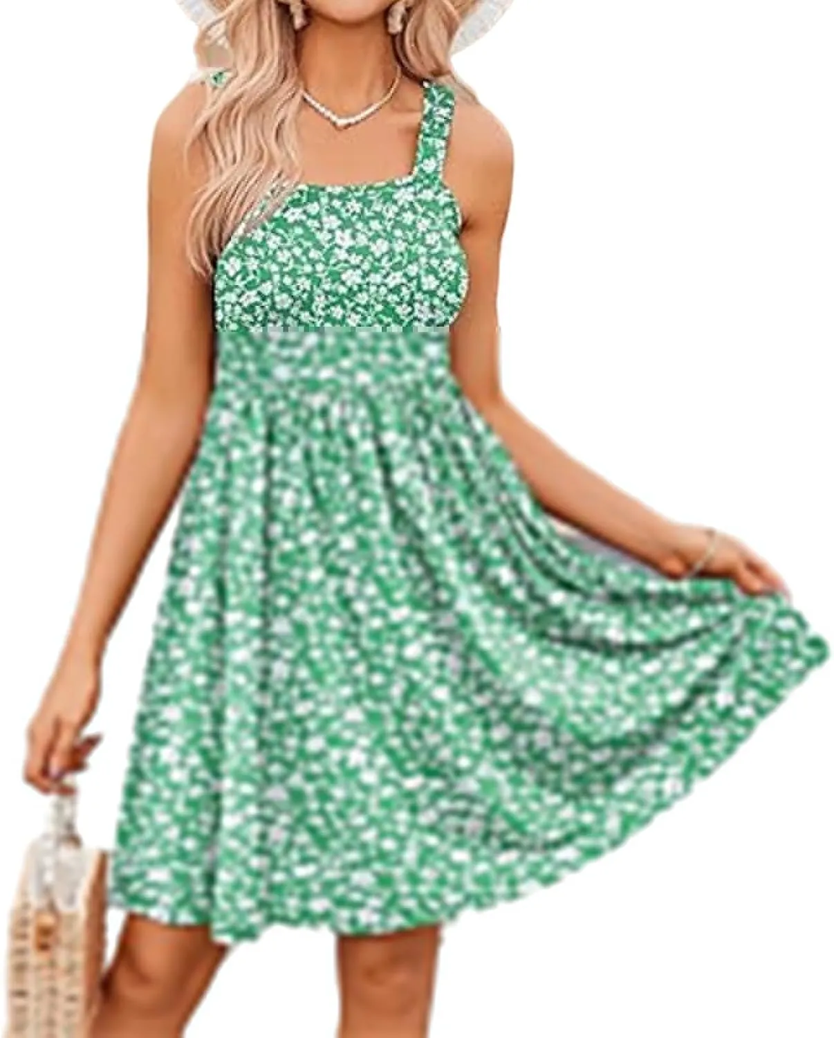 Womens Summer Casual Short Dresses Ruffle Swing A Line Short Sundresses Beach Vacation Dress