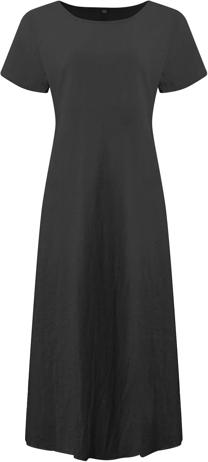 Womens Summer Dress Elastic Waist Ruffle Midi Dresses Pleated A Line Skirt for Women 2025 Church Work Dresses Clothes