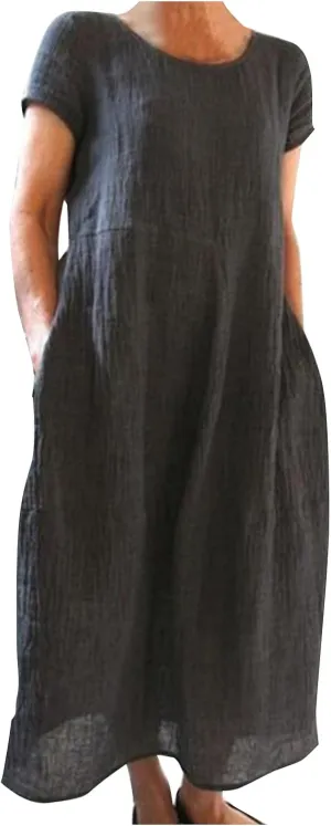 Womens Summer Dress Elastic Waist Ruffle Midi Dresses Pleated A Line Skirt for Women 2025 Church Work Dresses Clothes