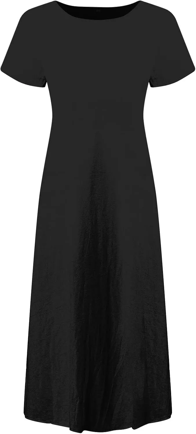 Womens Summer Dress Elastic Waist Ruffle Midi Dresses Pleated A Line Skirt for Women 2025 Church Work Dresses Clothes