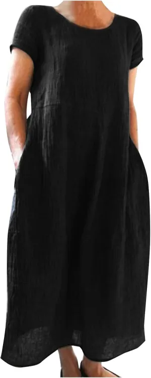 Womens Summer Dress Elastic Waist Ruffle Midi Dresses Pleated A Line Skirt for Women 2025 Church Work Dresses Clothes