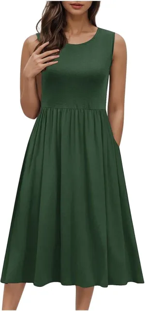 Womens Summer Dresses Colorful Flower Graphic Midi Dresses Vintage Casual Trendy A Line Tank Dresses