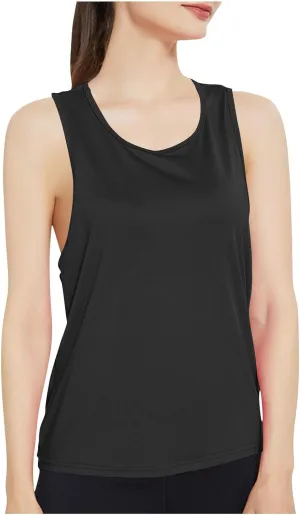 Women's Summer Sports Workout Tank Tops, Fashion Loose Comfy Racerback Sleeveless Breathable Yoga Shirts